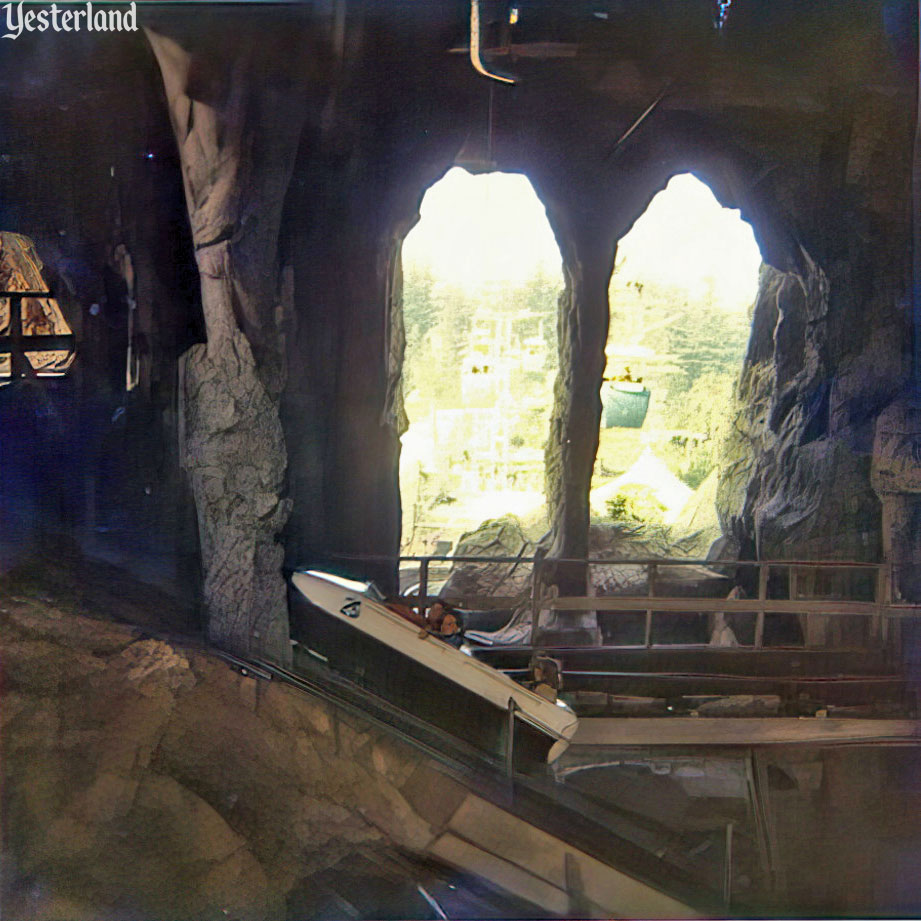 Photo of Matterhorn interior with bobsled ascending a lift hill