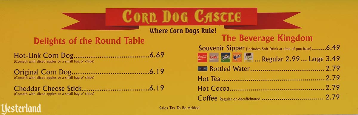 Corn Dog Castle menu board in 2013