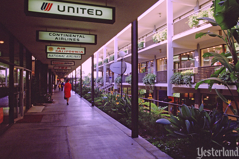 Travelport (left) and Plaza Building (right) at the Disneyland Hotel, circa 1975