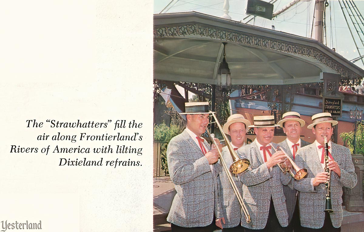 The “Strawhatters” fill the air along Frontierland’s Rivers of America with lilting Dixieland refrains. (Disneyland)