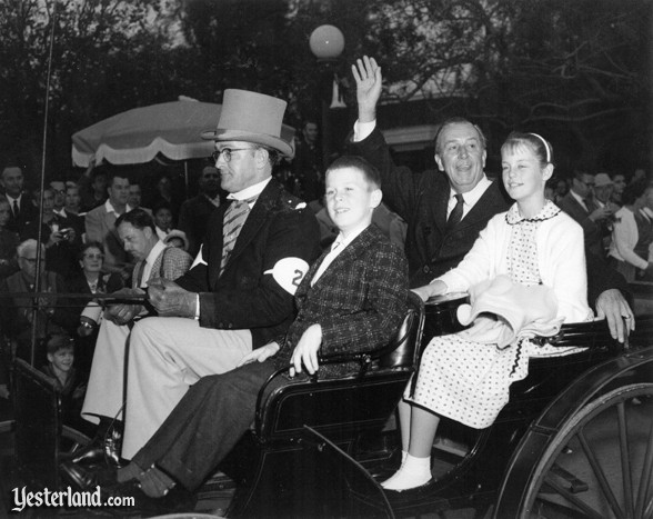 Photo of Walt Disney and two of the DeFore children